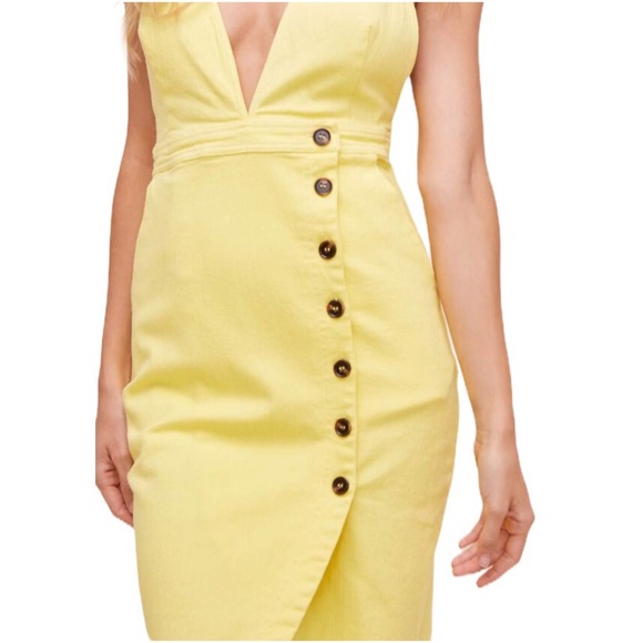 ASTR the label lemon drop andi midi dress yellow L - Picture 3 of 12